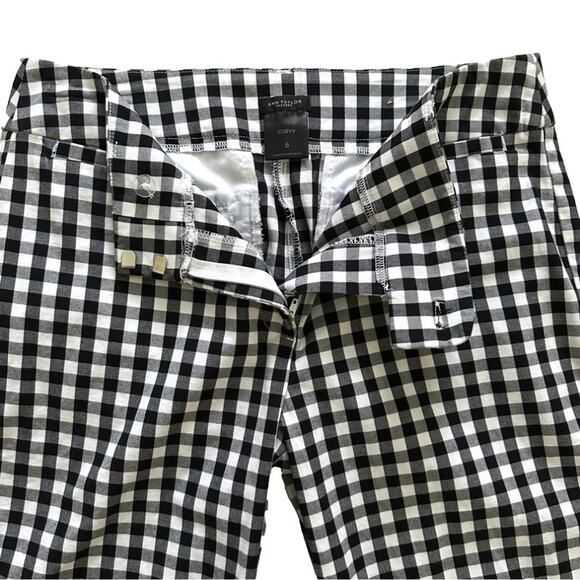 Ann Taylor Factory Ankle Pants Black White Gingham Curvy Fit Summer Pants Size 6 - Picture 4 of 12